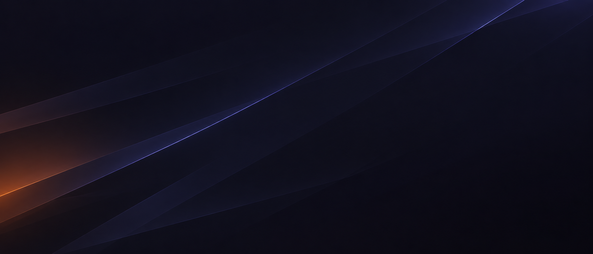 Abstract dark indigo field crossed by a soft streak of orange light