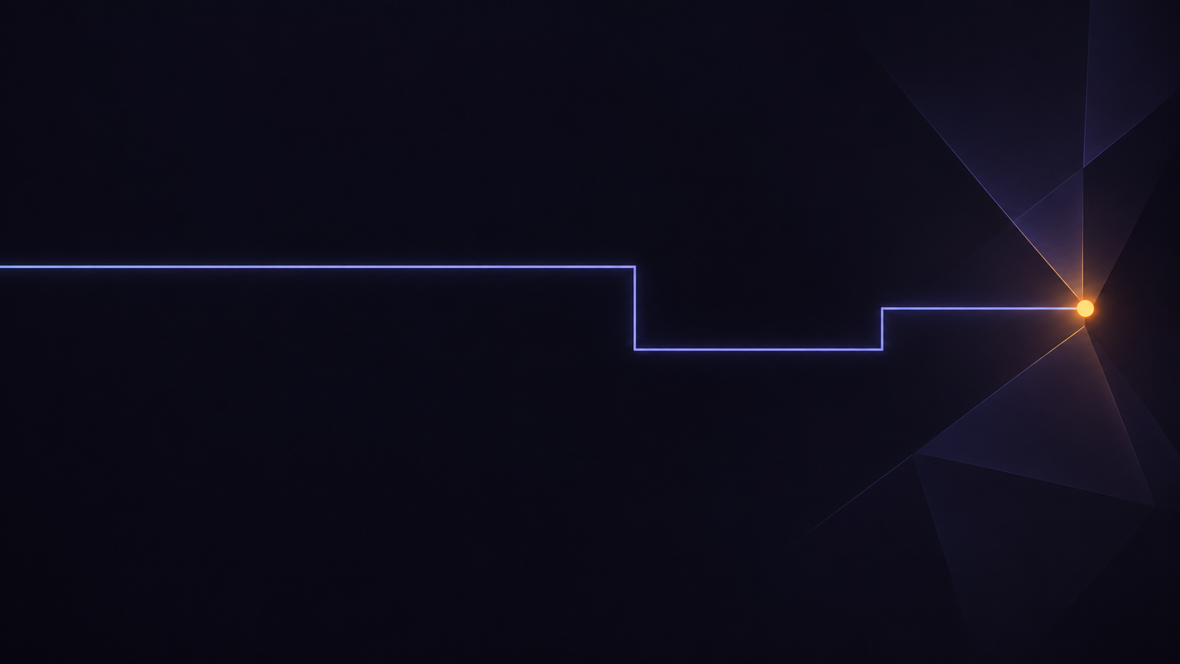 A single line of light tracing a path to a point of orange light